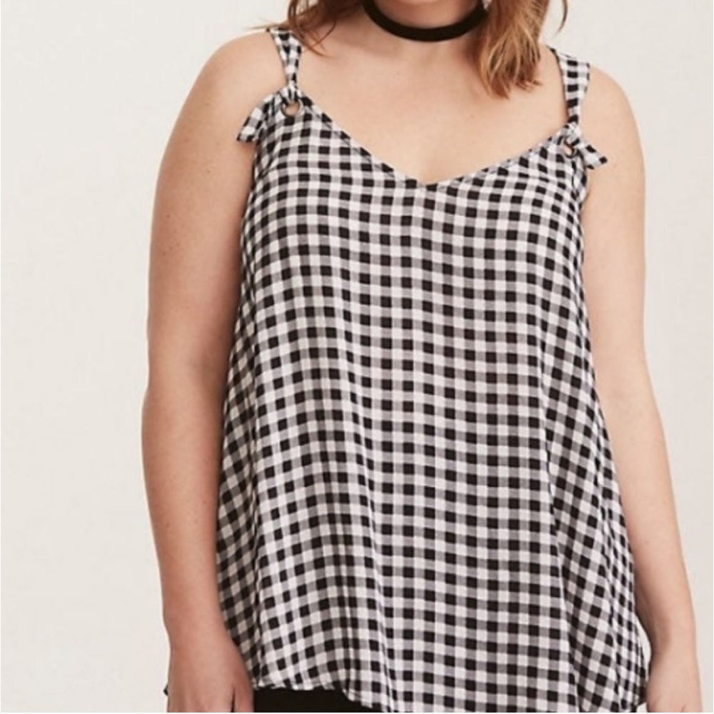 Torrid Black & White Gingham Trapeze Tank